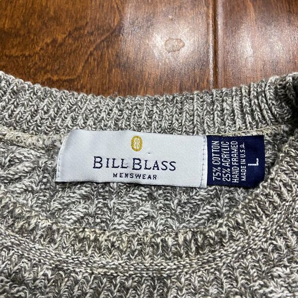 Bill Blass Vintage Crewneck Sweater Gray Pullover Cotton Blend Men's Size Large - Picture 6 of 8